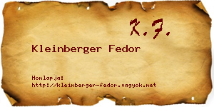 Kleinberger Fedor névjegykártya